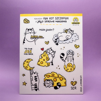 Serowe marzenia - Lemon Cat - Arkusz naklejek