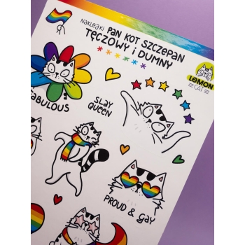 Tęczowy i dumny - Lemon Cat - Arkusz naklejek