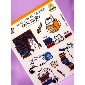 Książki - Lemon Cat - Arkusz naklejek