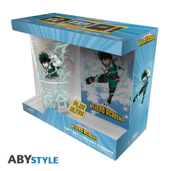 My Hero Academia - XXL Glass + Pin + Pocket Notebook "Heroes"  - Zestaw prezentowy