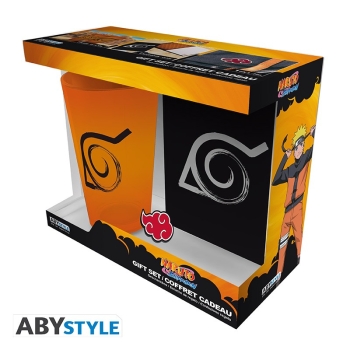 Naruto Shippuden - XXL Glass + Pin + Pocket Notebook "Konoha"  - Zestaw prezentowy