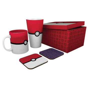 Pokemon - Glass XXL + Mug + 2 Coasters "Pokeball"  - Zestaw prezentowy